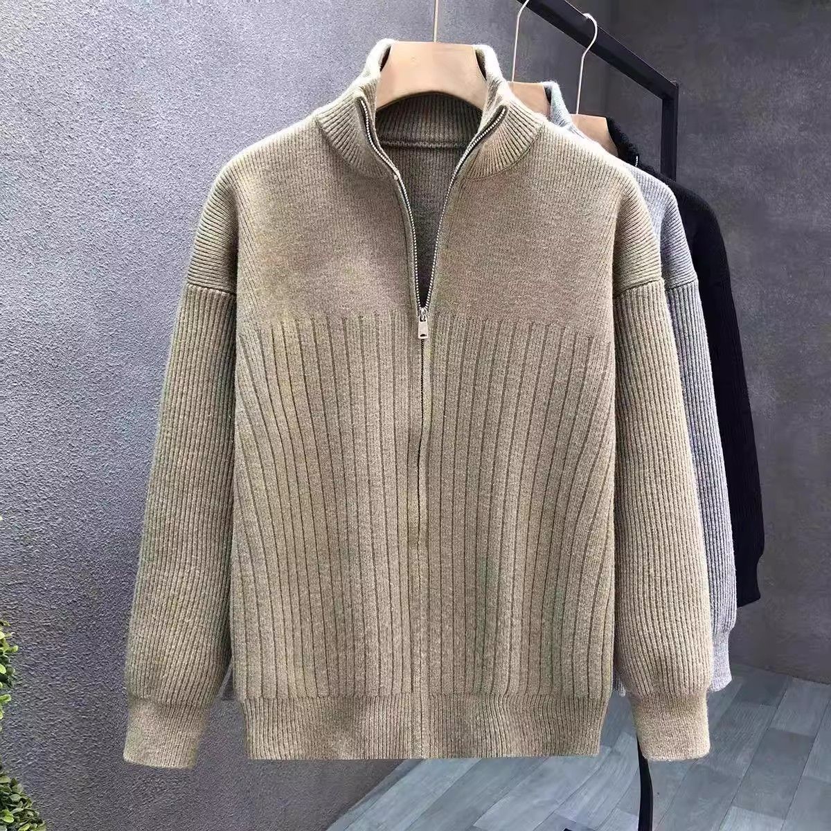 Half-Zip Textured Cardigan