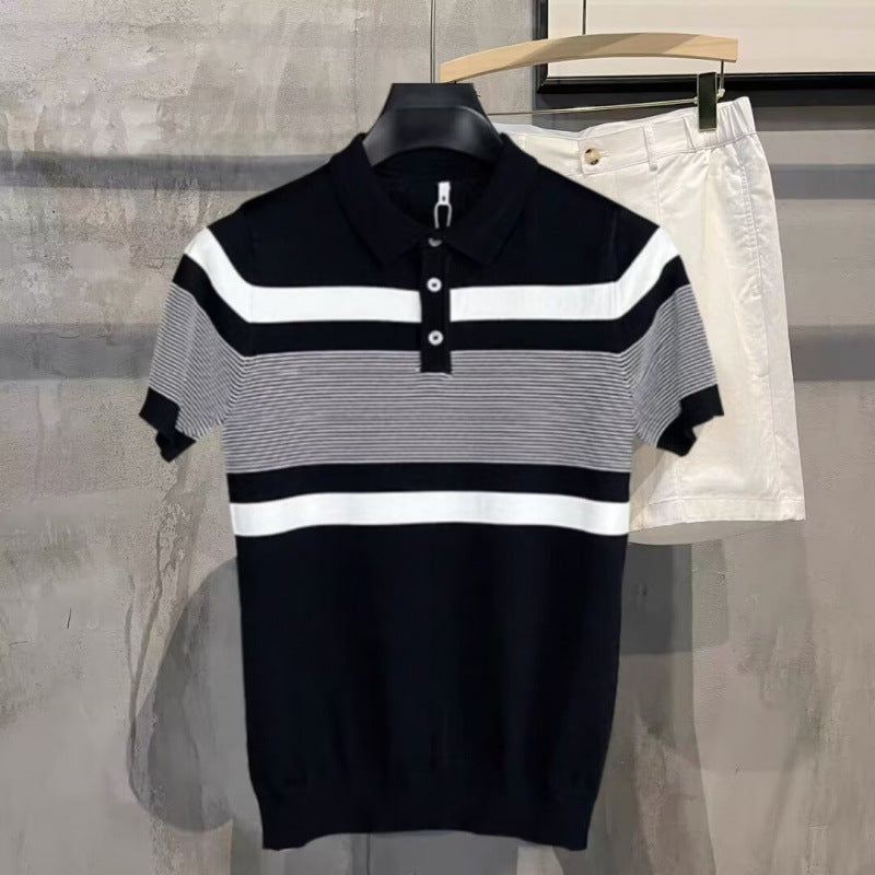 Striped Knit Polo shirt