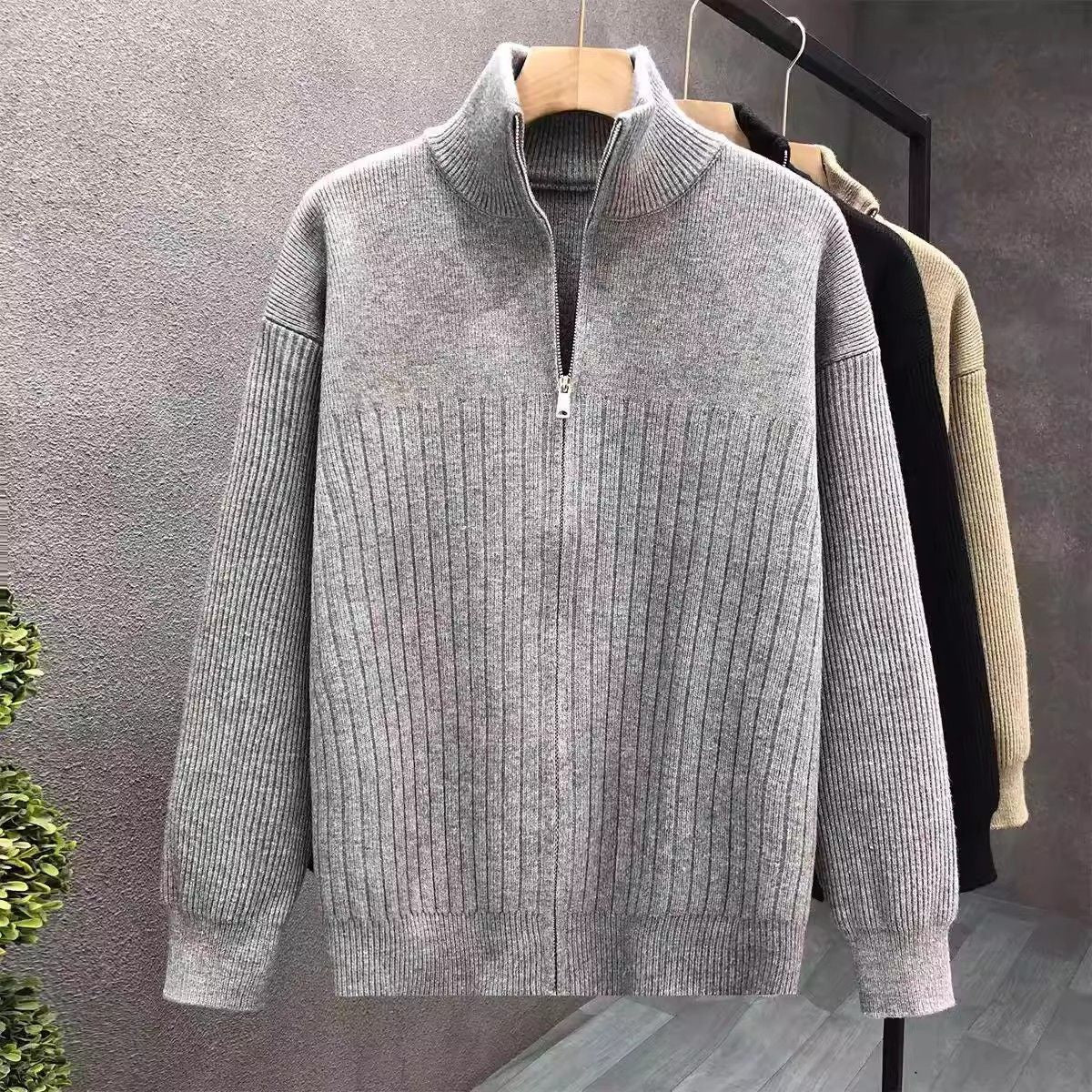 Half-Zip Textured Cardigan