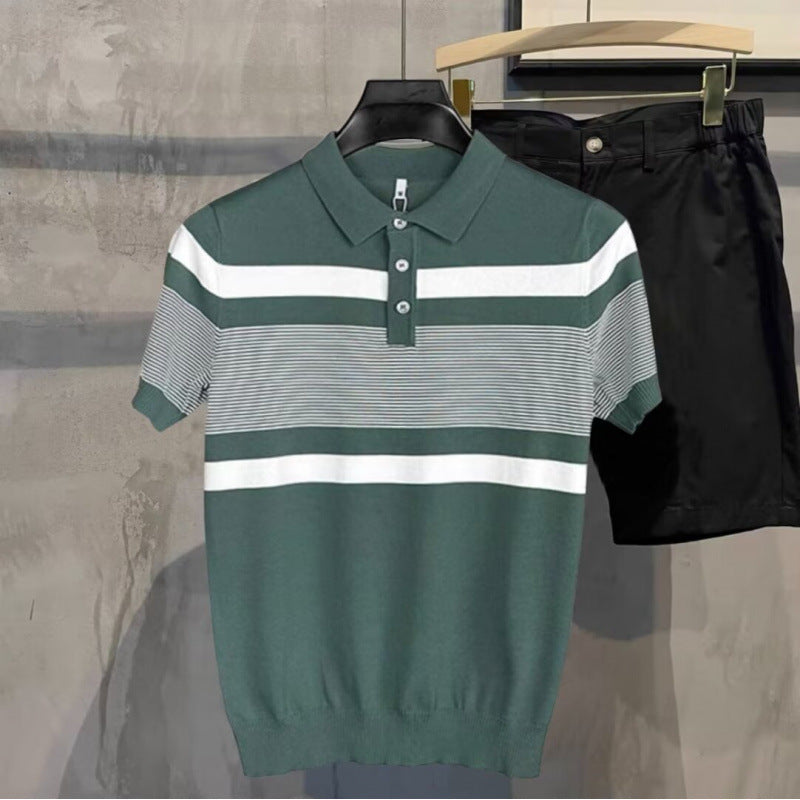 Striped Knit Polo shirt