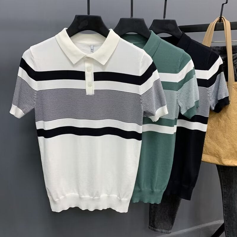 Striped Knit Polo shirt