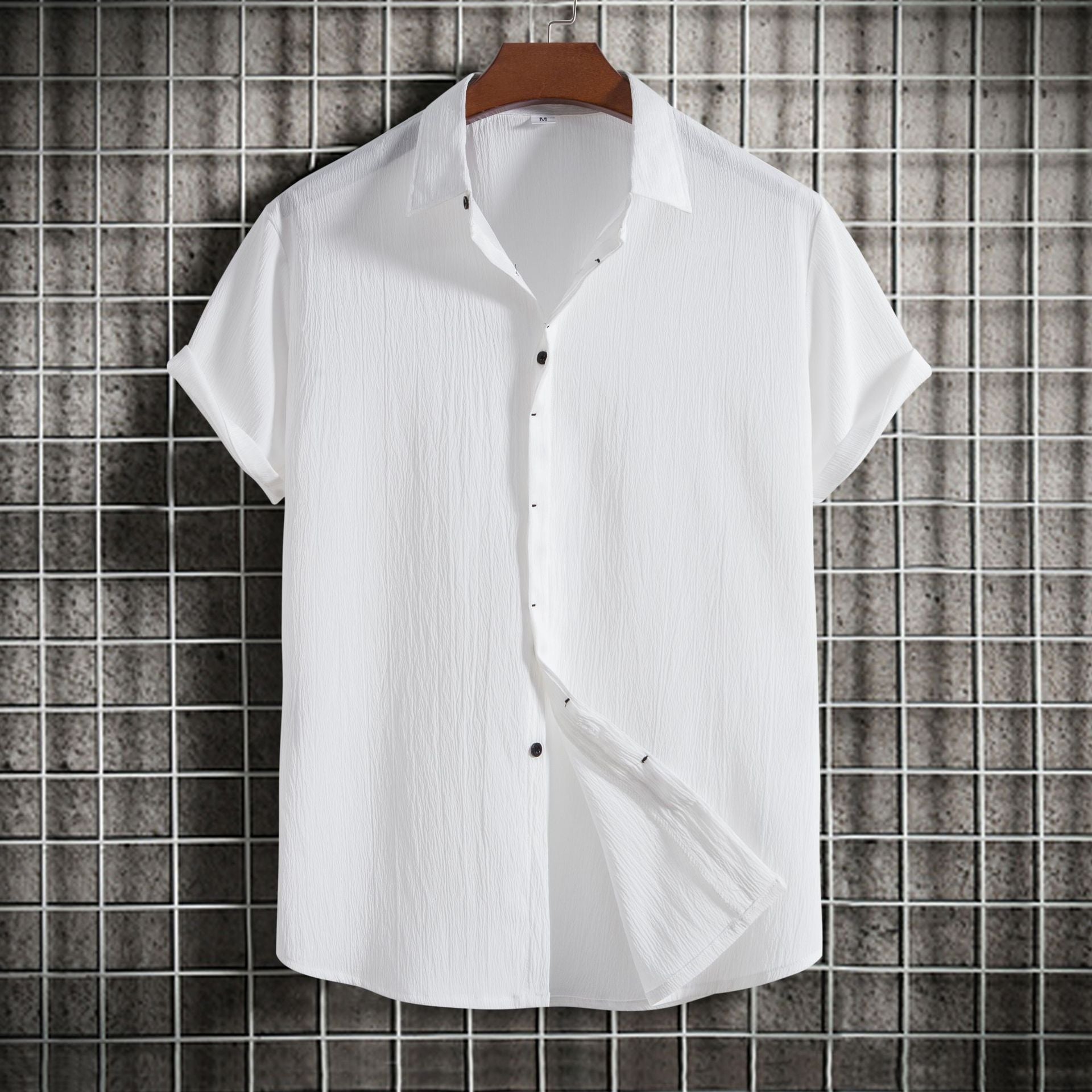 Short Sleeve Linen-Blend Shirt