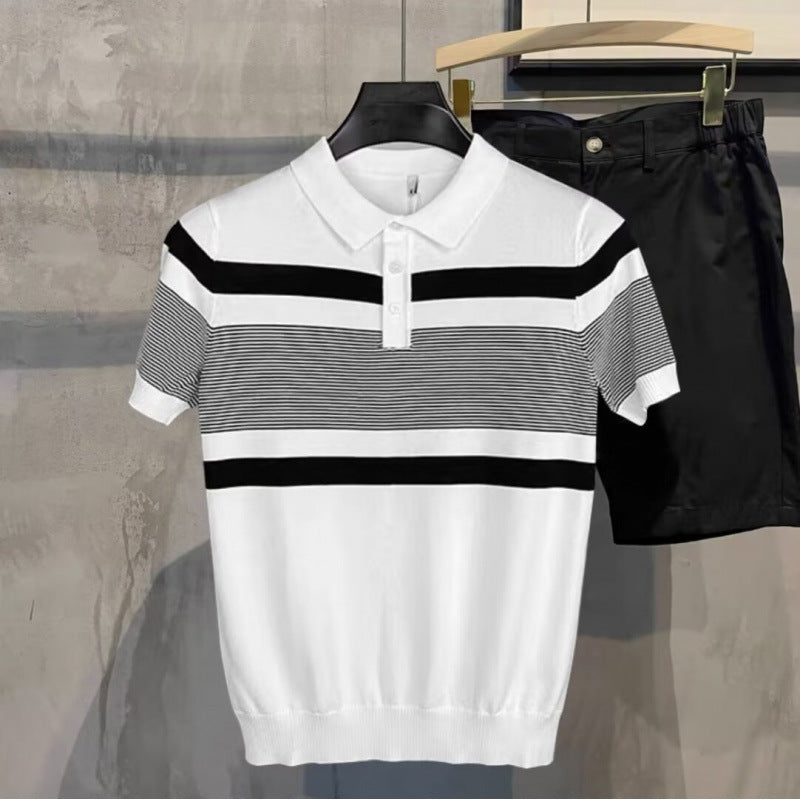 Striped Knit Polo shirt