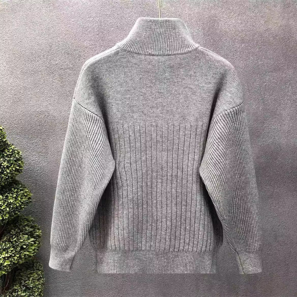 Half-Zip Textured Cardigan