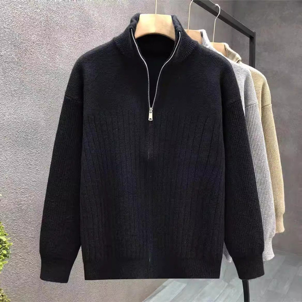 Half-Zip Textured Cardigan