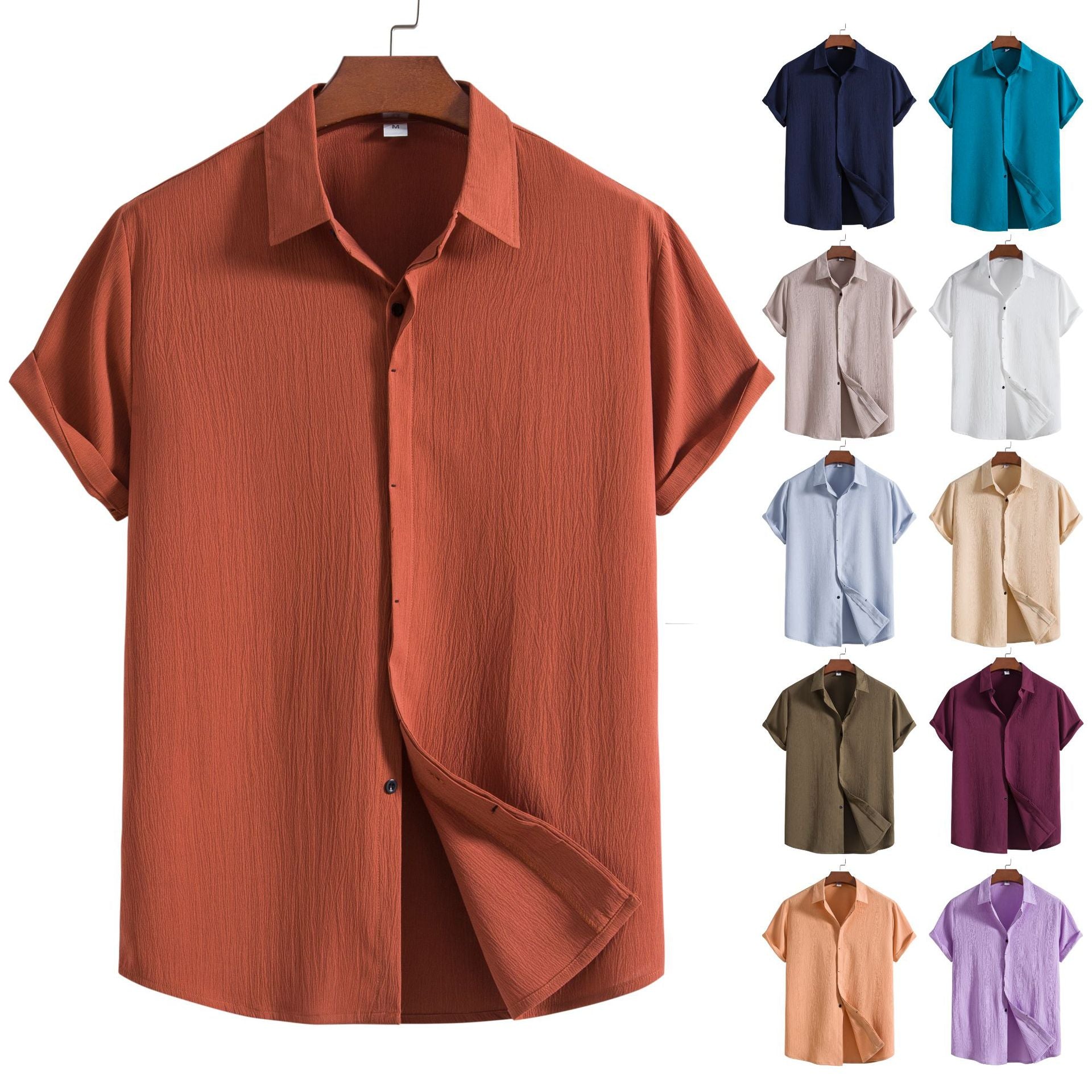 Short Sleeve Linen-Blend Shirt