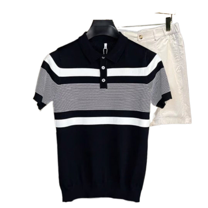 Striped Knit Polo shirt