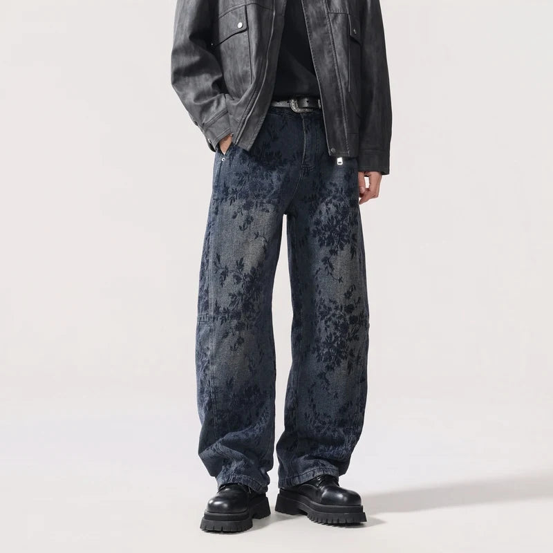 Jacquard Embroidered Cargo Jeans