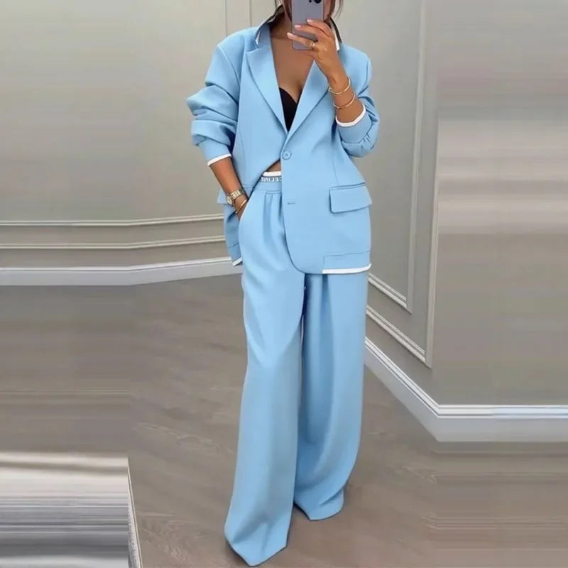 Elegant Neutral Tone Tailored Pantsuit