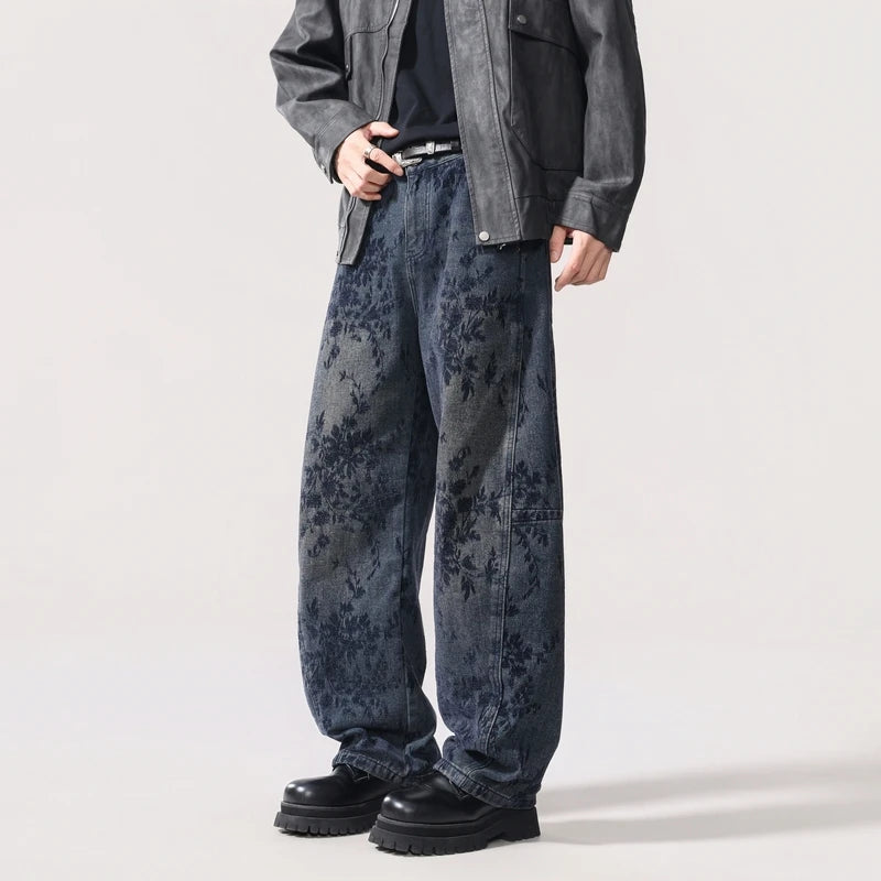Jacquard Embroidered Cargo Jeans