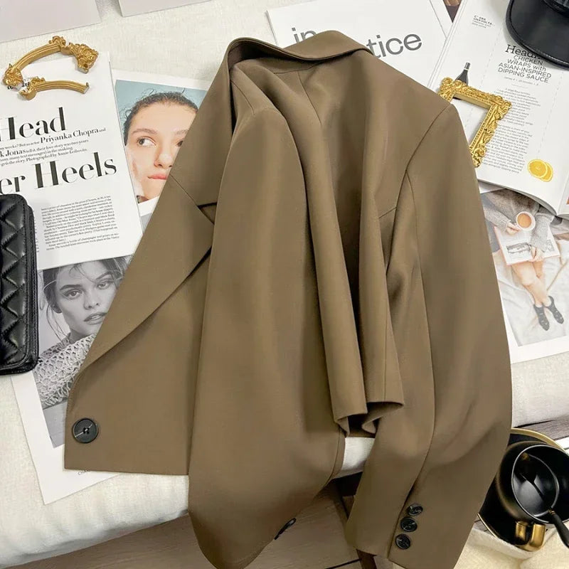 Cropped Blazer With Notched Lapel