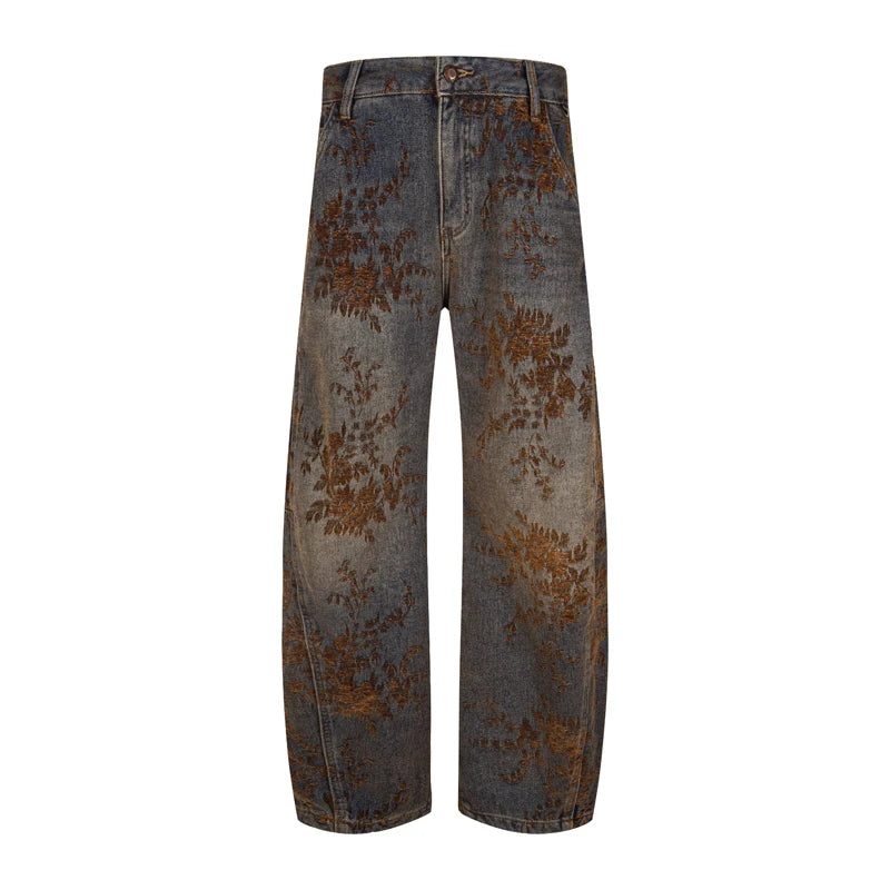 Jacquard Embroidered Cargo Jeans