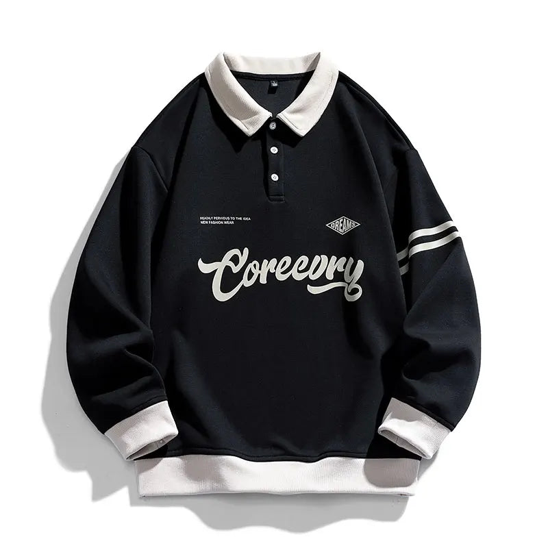 Oversized Contrast Collar Sweatshirt