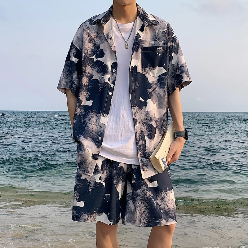 Printed Shirt And Shorts Set