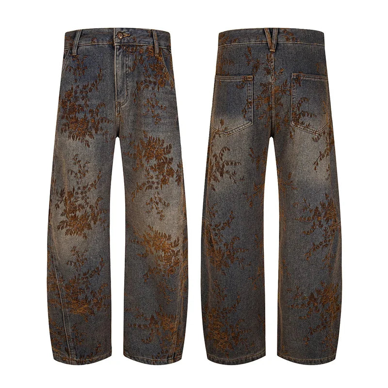 Jacquard Embroidered Cargo Jeans