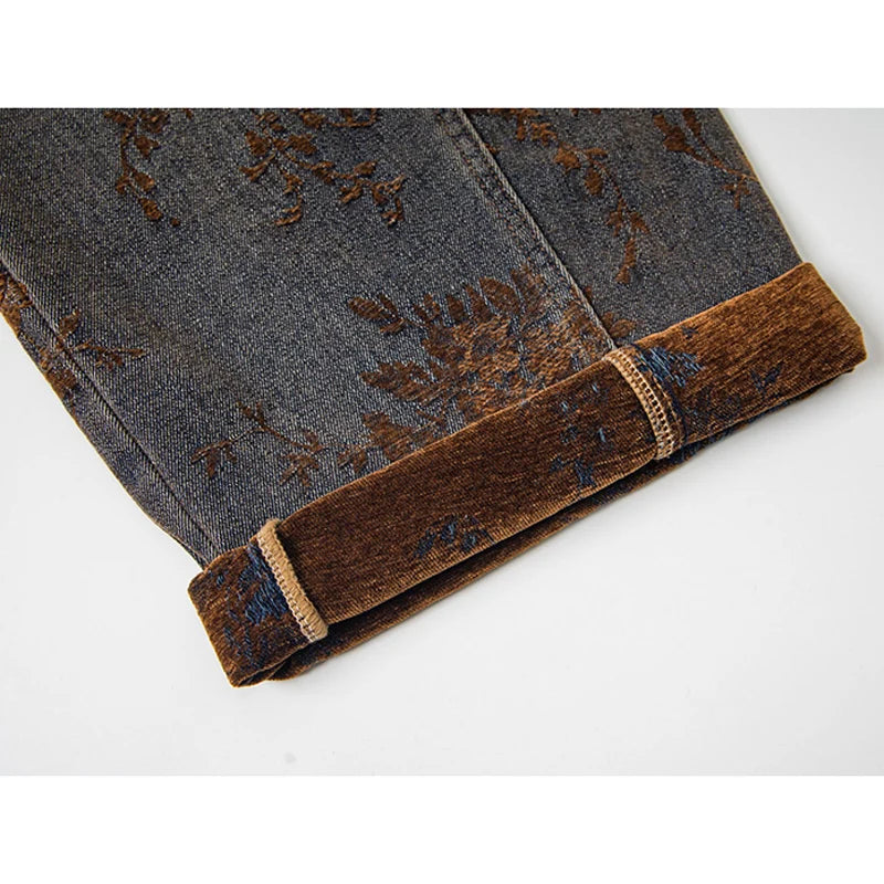Jacquard Embroidered Cargo Jeans