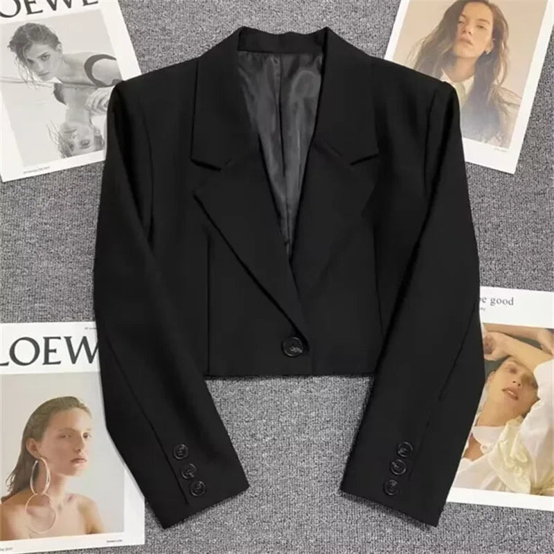 Cropped Blazer With Notched Lapel