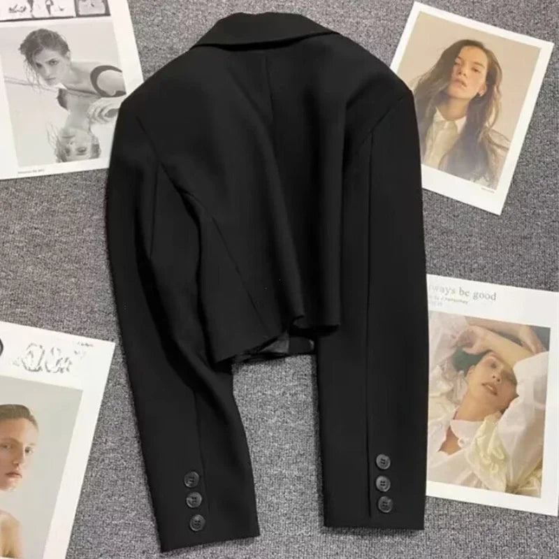 Cropped Blazer With Notched Lapel