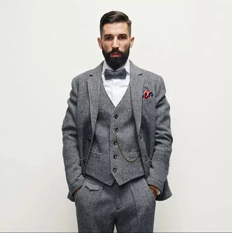 Three-Piece Wool-Blend Suit