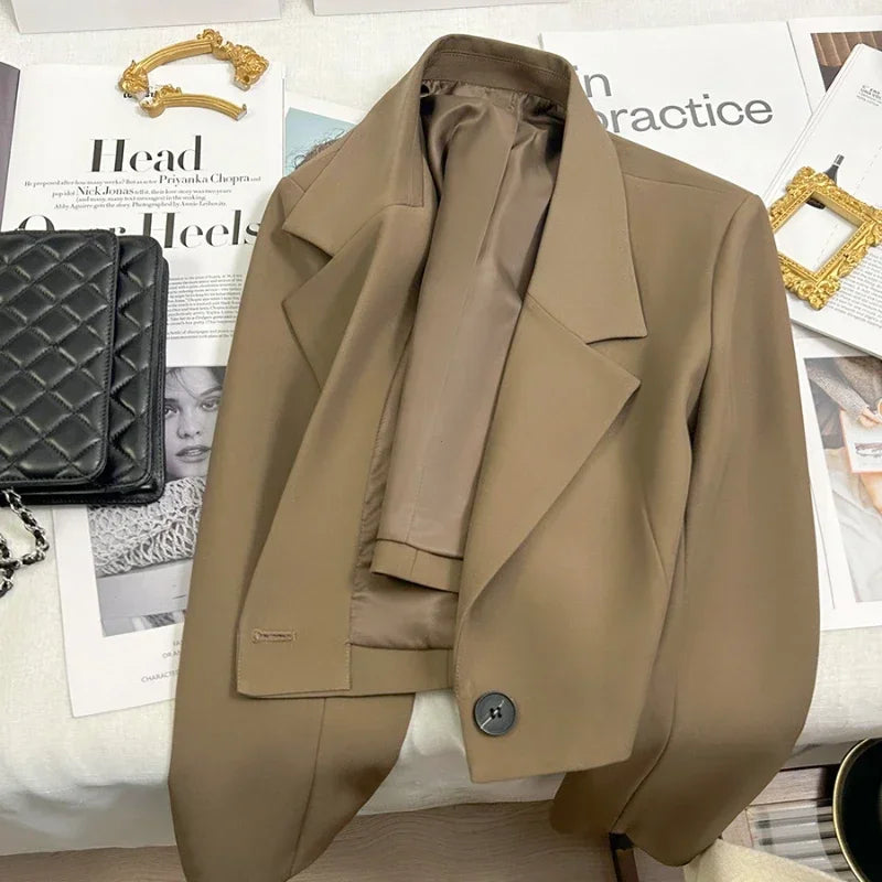 Cropped Blazer With Notched Lapel