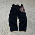 Embroidered Wide-Leg Jeans
