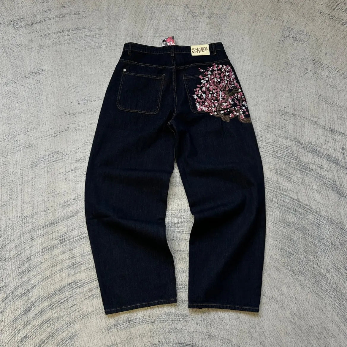 Embroidered Wide-Leg Jeans