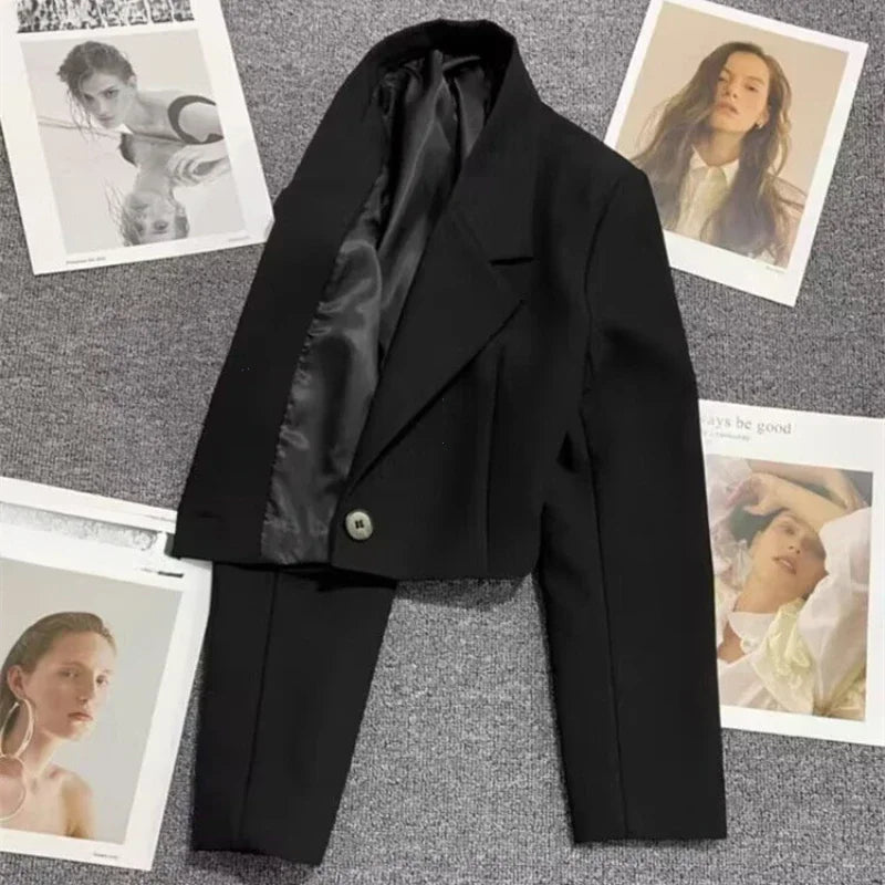 Cropped Blazer With Notched Lapel