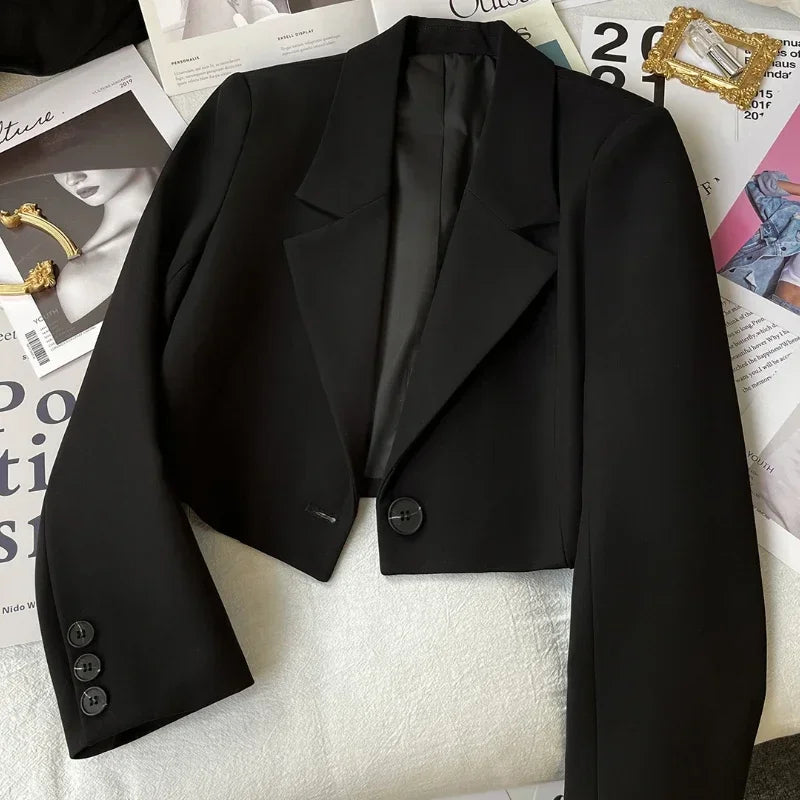 Cropped Blazer With Notched Lapel