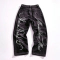 Printed Straight Leg Denim Pants
